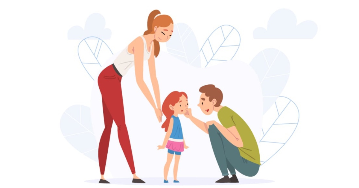 Ilustración de familia con una hija